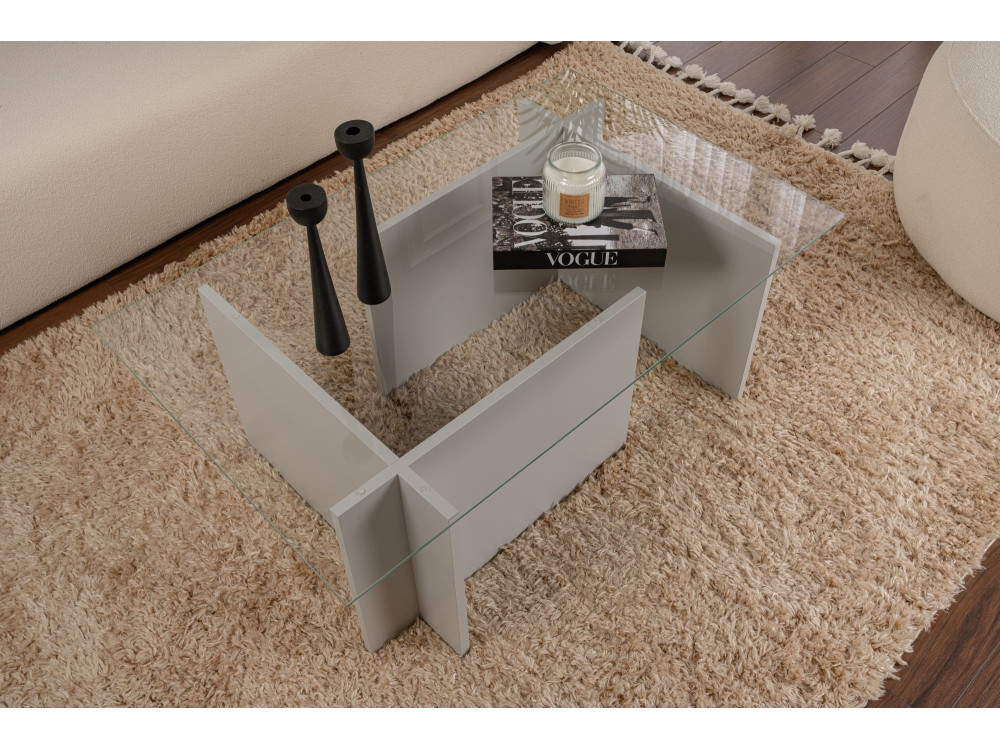 Vetrino" glass coffee table 105 x 65 x 40 cm - Grey