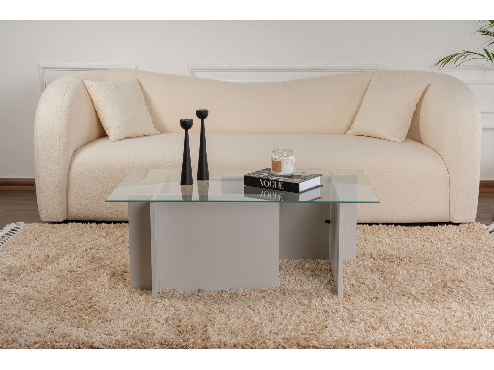 Vetrino" glass coffee table 105 x 65 x 40 cm - Grey