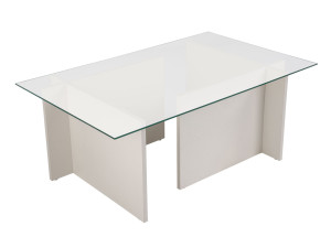 Vetrino" glass coffee table 105 x 65 x 40 cm - White wood