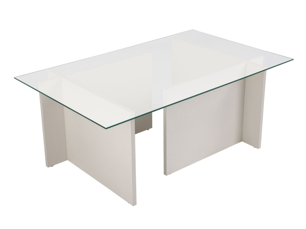 Vetrino" glass coffee table 105 x 65 x 40 cm - White wood