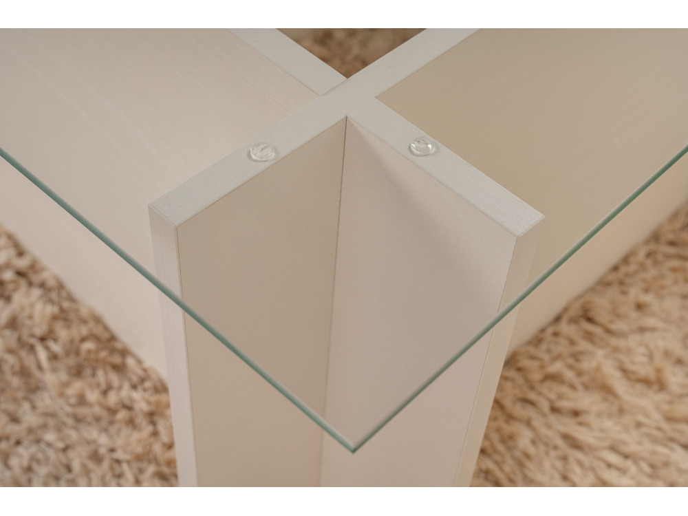 Vetrino" glass coffee table 105 x 65 x 40 cm - White wood