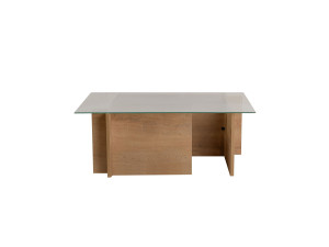 Vetrino" glass coffee table 105 x 65 x 40 cm - Honey oak