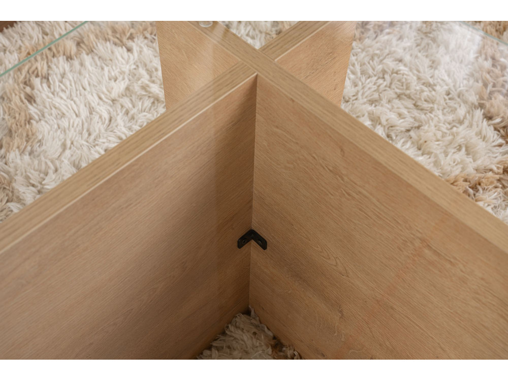 Vetrino" glass coffee table 105 x 65 x 40 cm - Honey oak