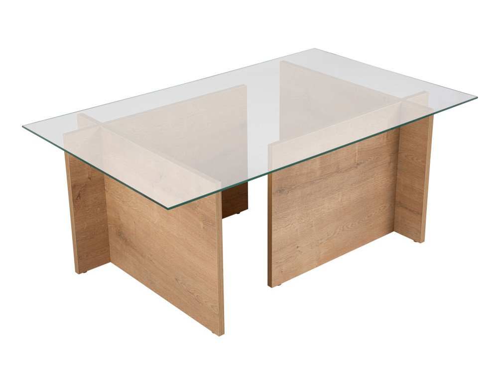 Vetrino" glass coffee table 105 x 65 x 40 cm - Honey oak