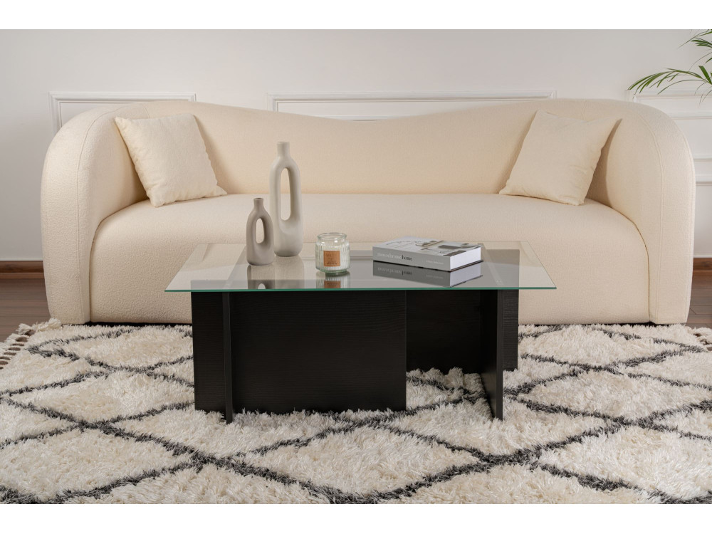 Vetrino" glass coffee table 105 x 65 x 40 cm - Black wood