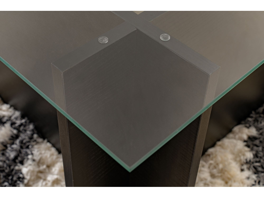 Vetrino" glass coffee table 105 x 65 x 40 cm - Black wood