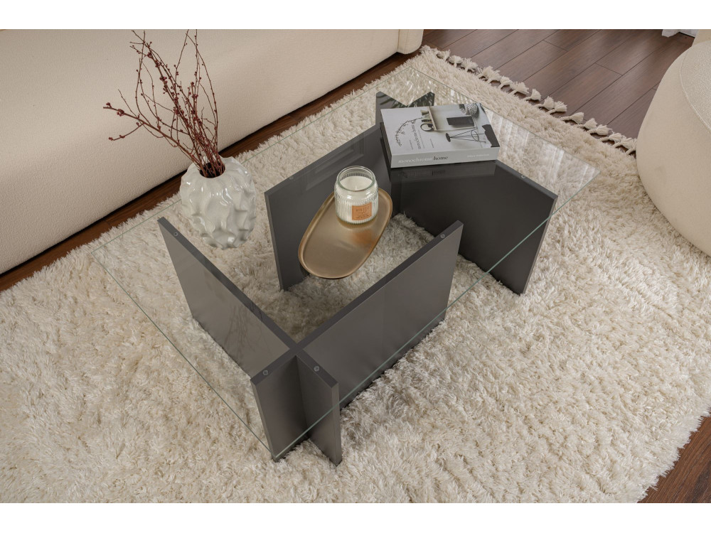 Vetrino" glass coffee table 105 x 65 x 40 cm - Anthracite