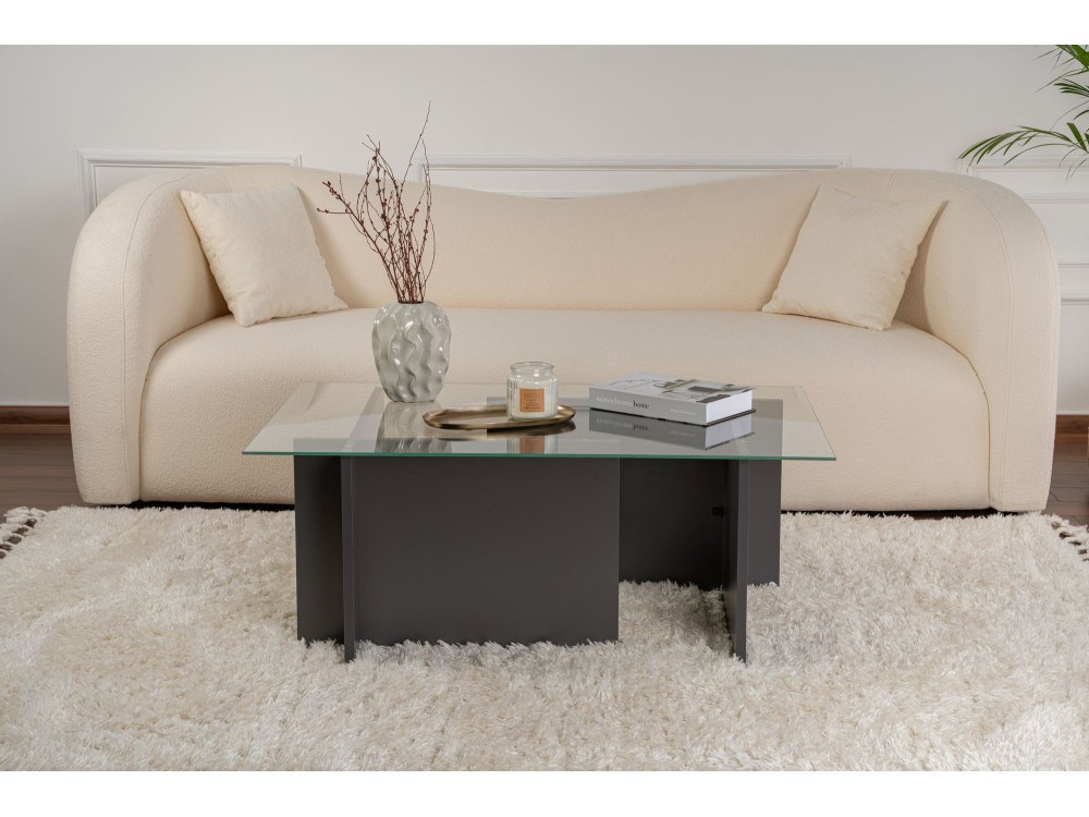 Vetrino" glass coffee table 105 x 65 x 40 cm - Anthracite