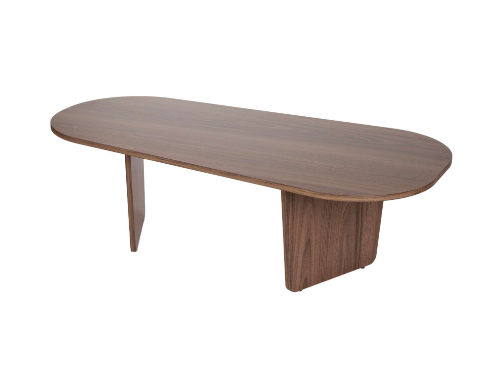 Ovalis" wooden coffee table - 130 x 65 x 40 cm - Walnut