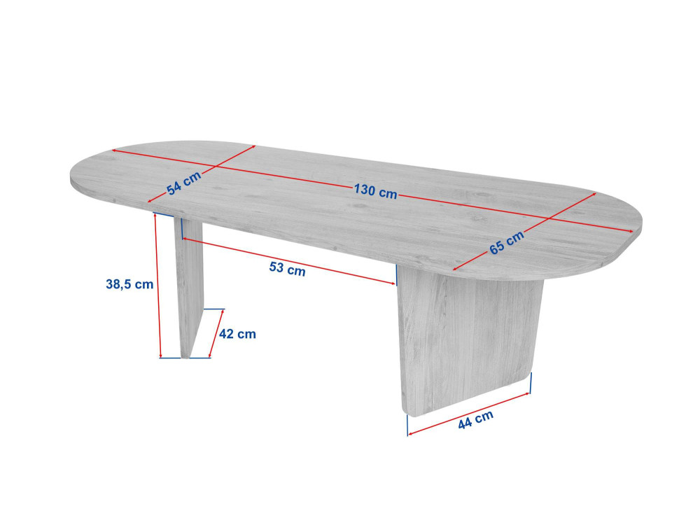Ovalis" wooden coffee table - 130 x 65 x 40 cm - Walnut