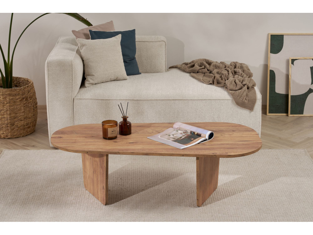 Ovalis" wooden coffee table - 130 x 65 x 40 cm - Atlantic pine