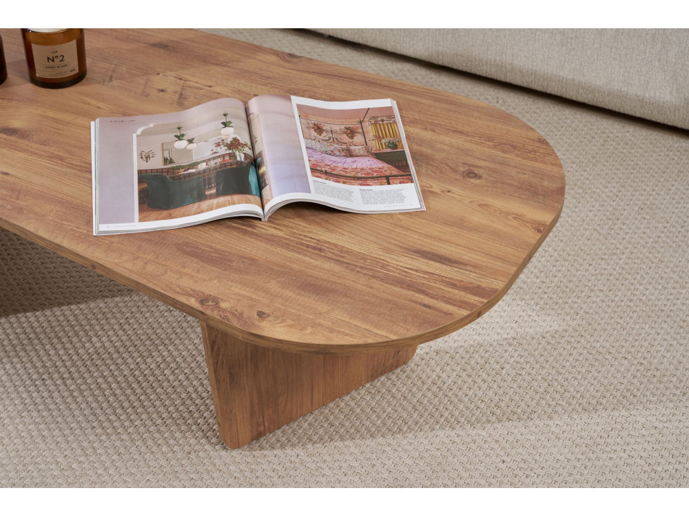 Ovalis" wooden coffee table - 130 x 65 x 40 cm - Atlantic pine
