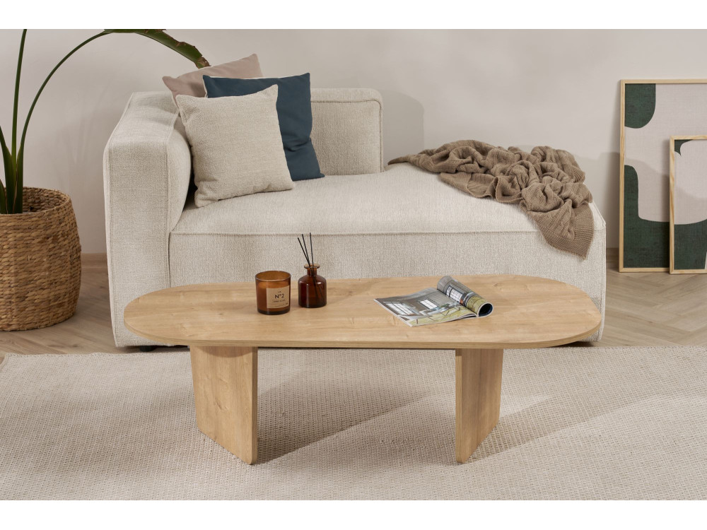 Ovalis" wooden coffee table - 130 x 65 x 40 cm - Oak