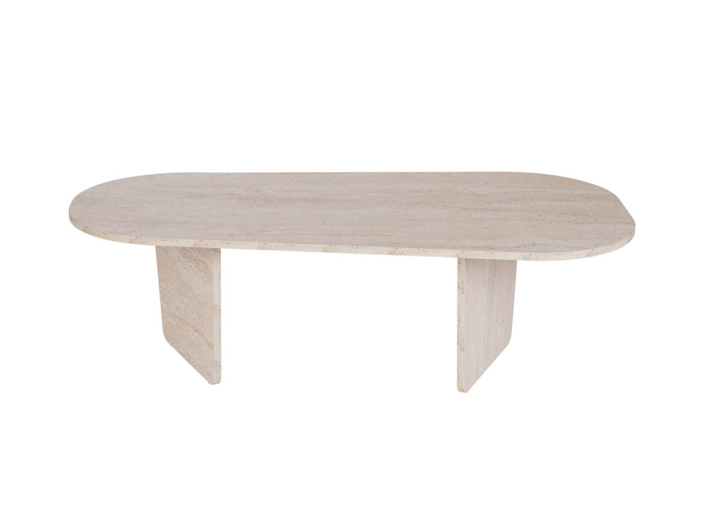 Ovalis" wooden coffee table - 130 x 65 x 40 cm - Travertine