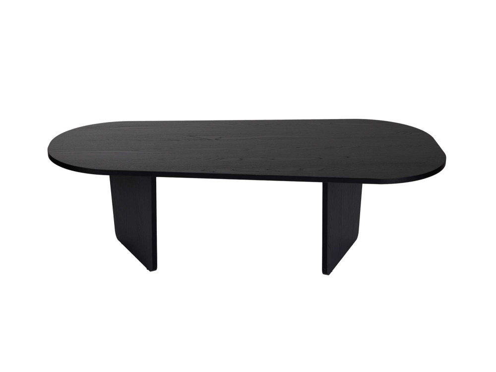Ovalis" wooden coffee table - 130 x 65 x 40 cm - Black wood