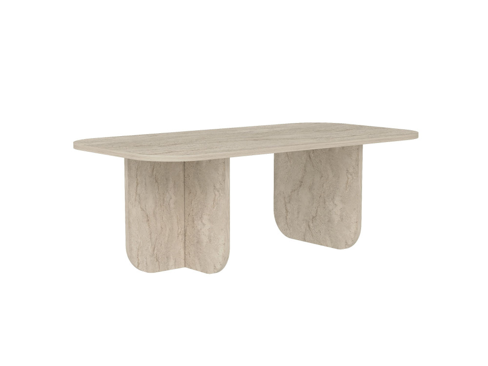 Becaj" wooden coffee table - 120 x 60 x 41 cm - Travertine