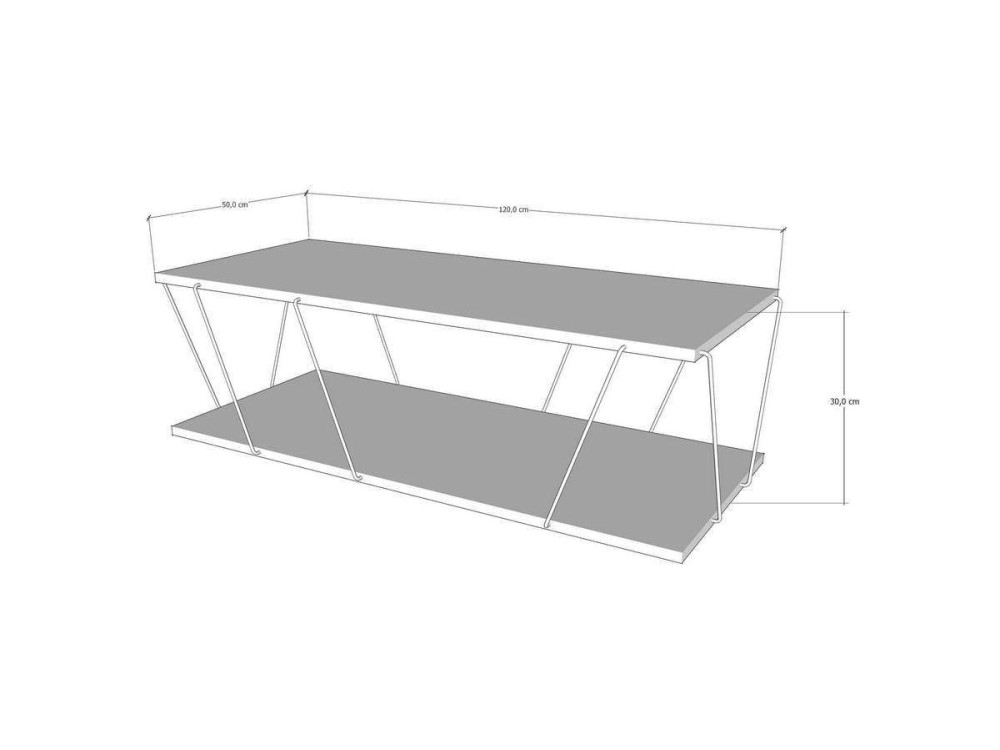 Zisino" wooden coffee table - 120 x 50 x 30 cm - Anthracite grey