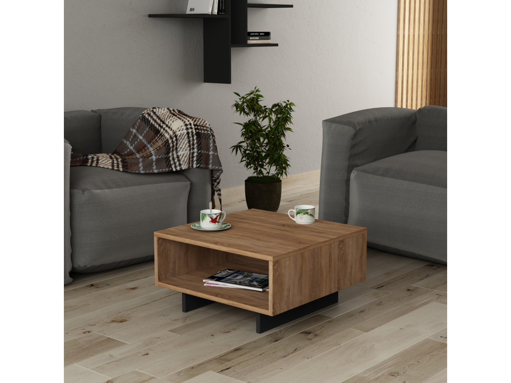 Hola" wooden coffee table - 60 x 60 x 32 cm - Oak-Anthracite