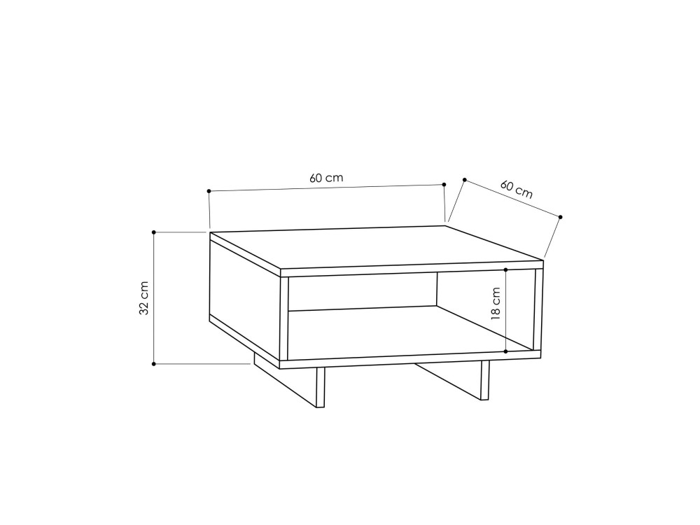 Hola" wooden coffee table - 60 x 60 x 32 cm - Oak-Anthracite