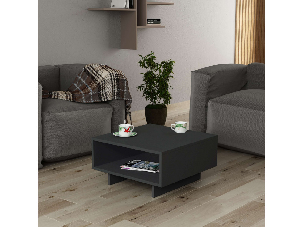 Hola" wooden coffee table - 60 x 60 x 32 cm - Anthracite grey