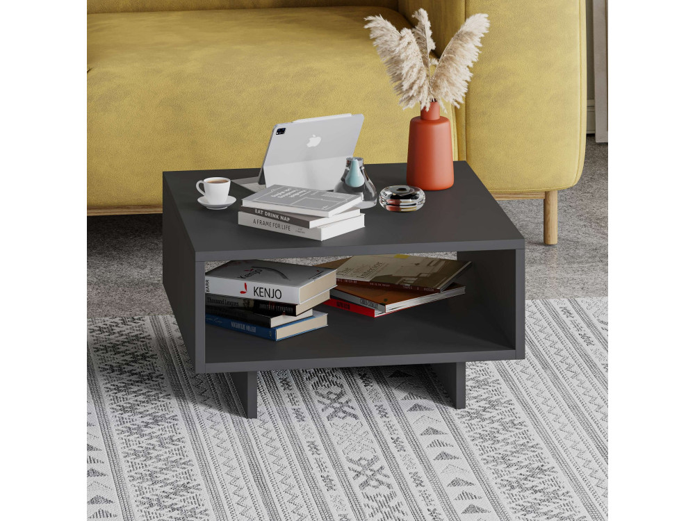 Hola" wooden coffee table - 60 x 60 x 32 cm - Anthracite grey