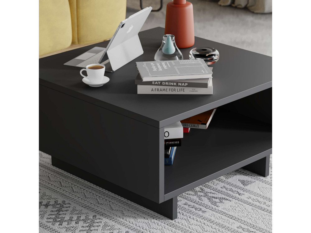 Hola" wooden coffee table - 60 x 60 x 32 cm - Anthracite grey