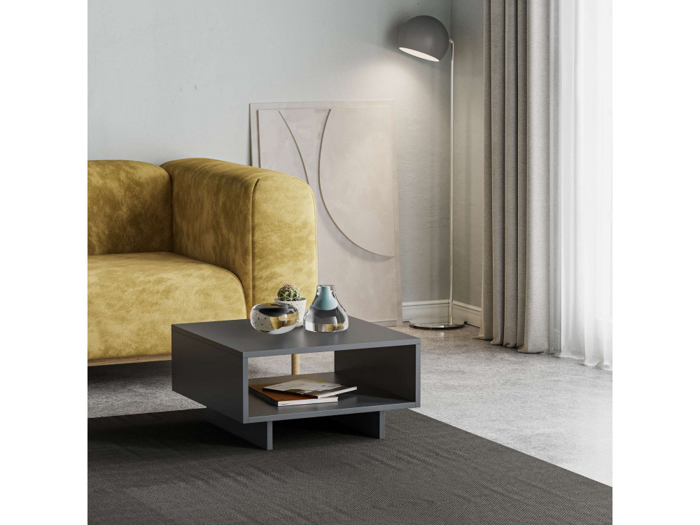Hola" wooden coffee table - 60 x 60 x 32 cm - Anthracite grey