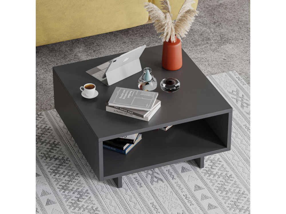 Hola" wooden coffee table - 60 x 60 x 32 cm - Anthracite grey
