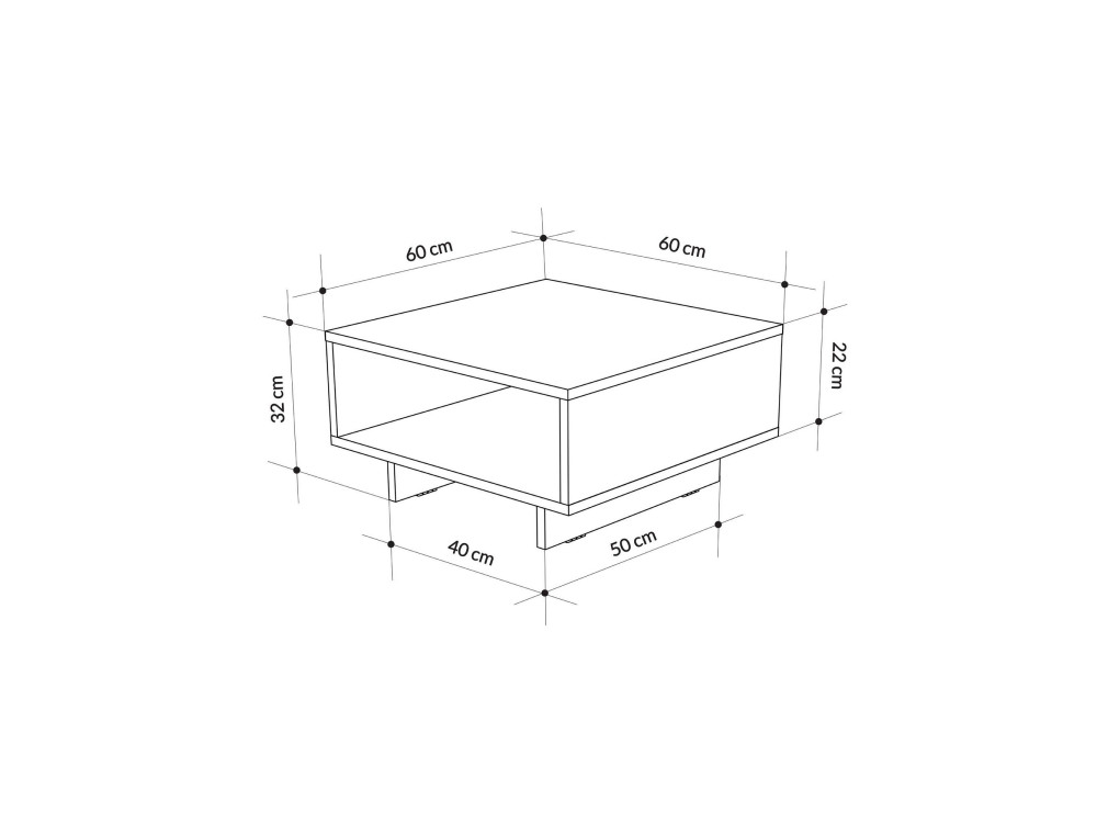 Hola" wooden coffee table - 60 x 60 x 32 cm - Anthracite grey
