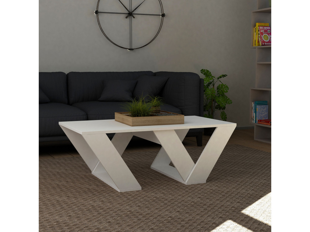 Pipra" wooden coffee table - 110 x 60 x 40 cm - White