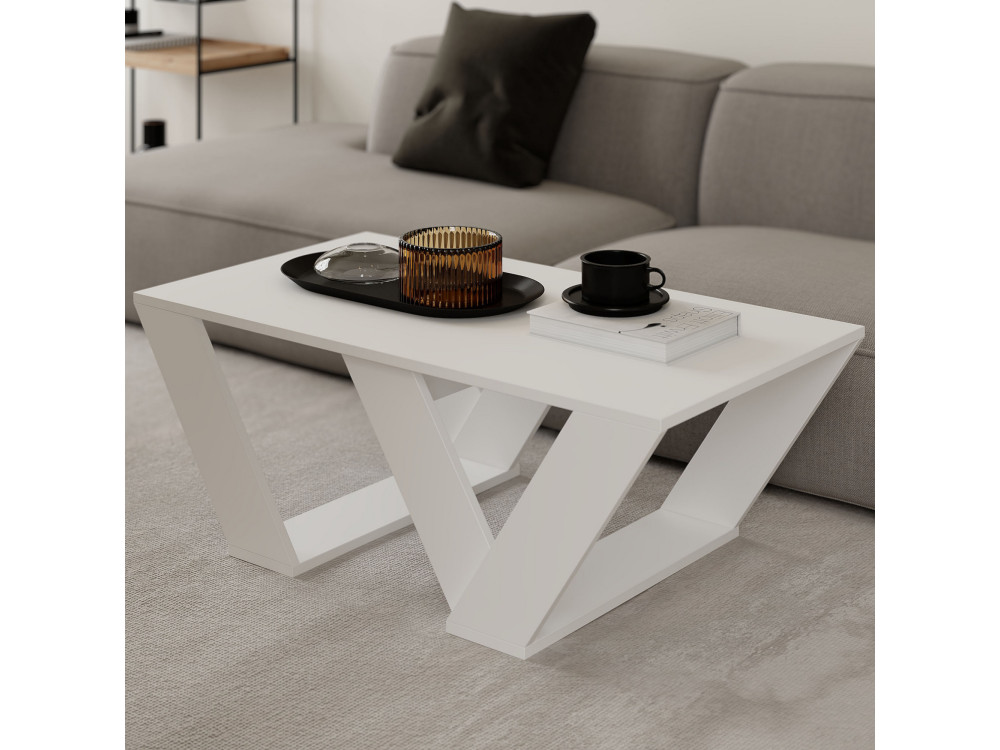 Pipra" wooden coffee table - 110 x 60 x 40 cm - White