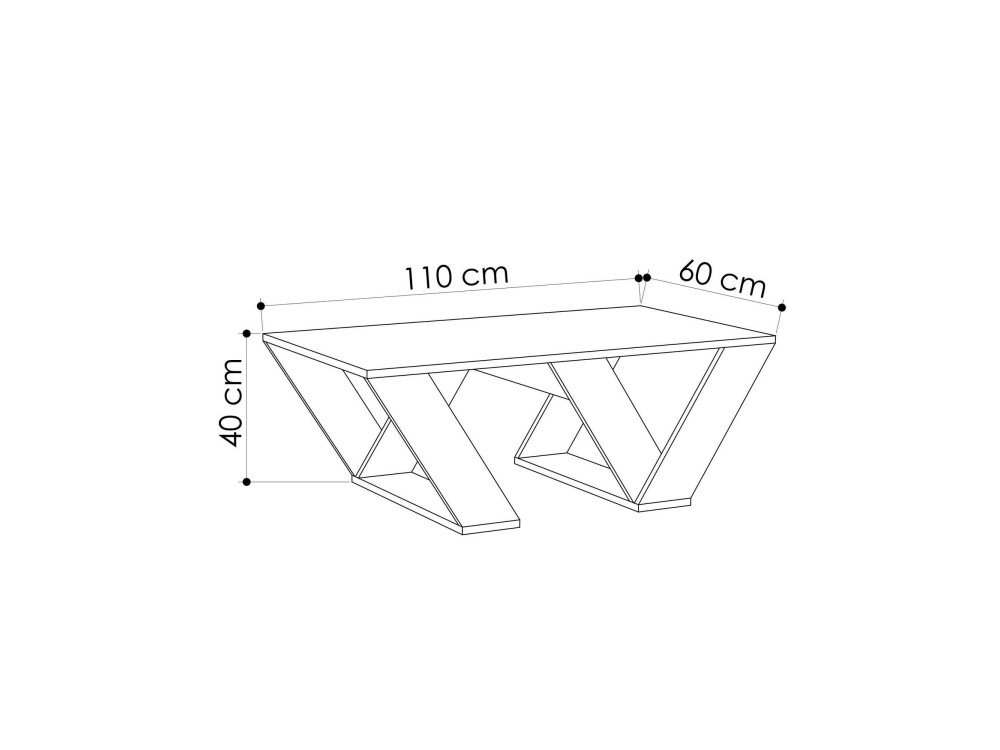 Pipra" wooden coffee table - 110 x 60 x 40 cm - White