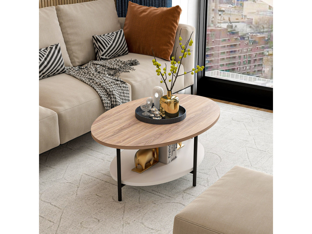 Elis" wooden coffee table - 90 x 60 x 36 cm - WhiteOak
