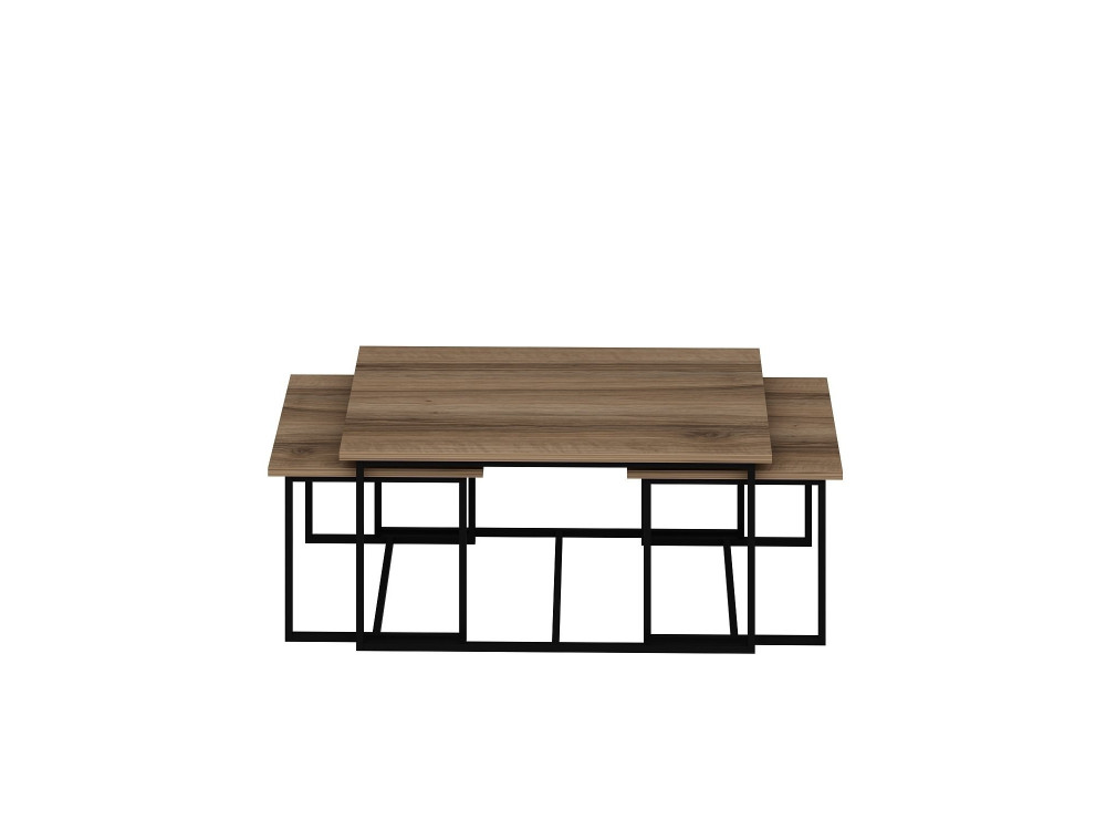 Levada" wooden nesting table (3 pieces) - 90 x 60 x 42 cm - Walnut