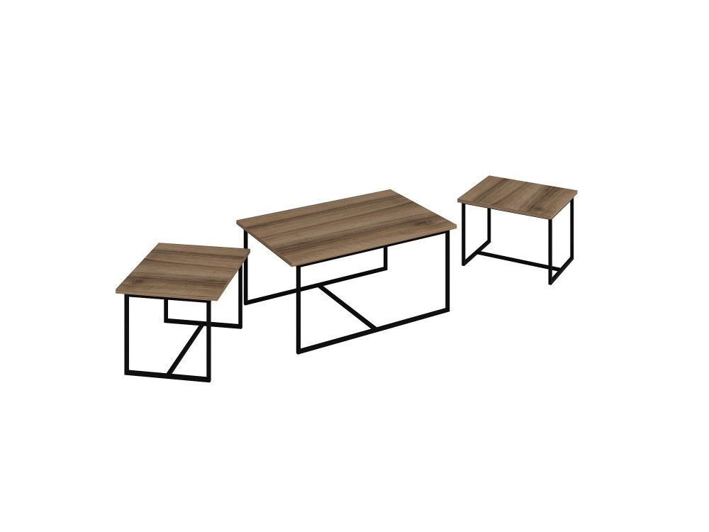 Levada" wooden nesting table (3 pieces) - 90 x 60 x 42 cm - Walnut