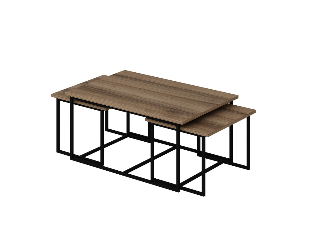 Levada" wooden nesting table (3 pieces) - 90 x 60 x 42 cm - Walnut