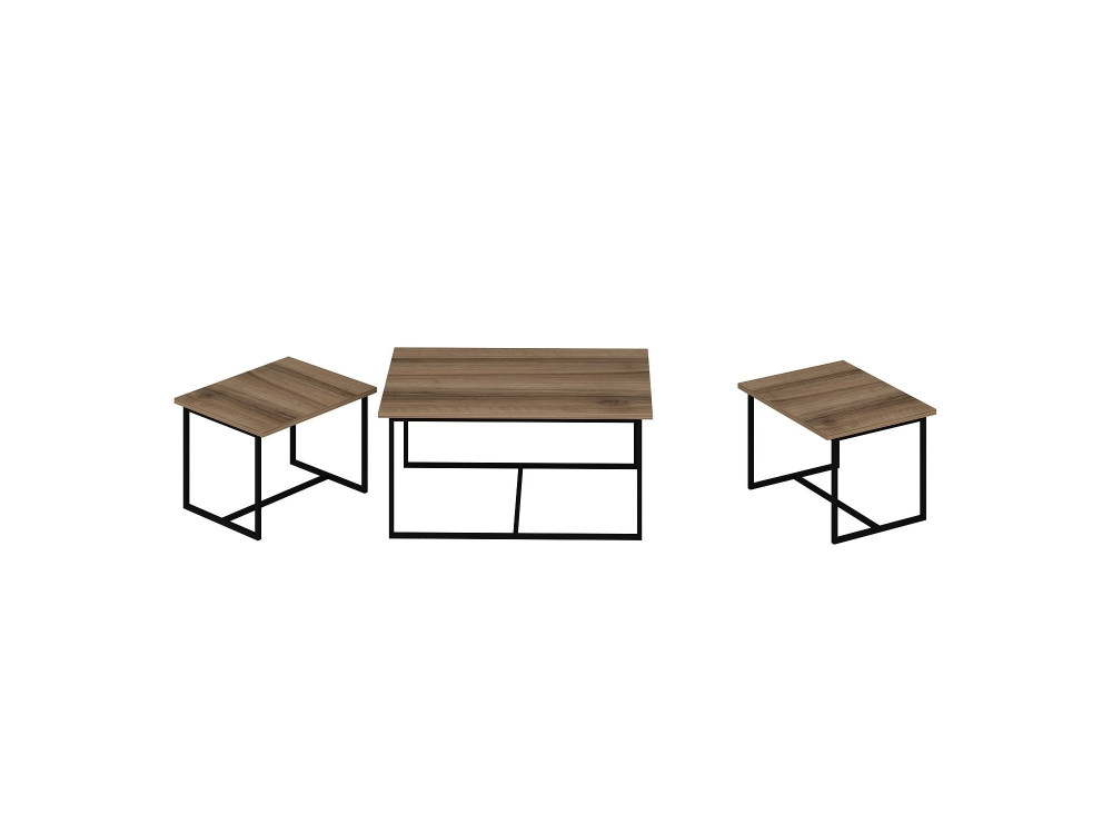 Levada" wooden nesting table (3 pieces) - 90 x 60 x 42 cm - Walnut