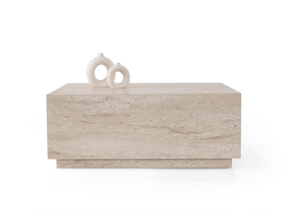 Lizbon" wooden coffee table - 90 x 90 x 35 cm - Travertine