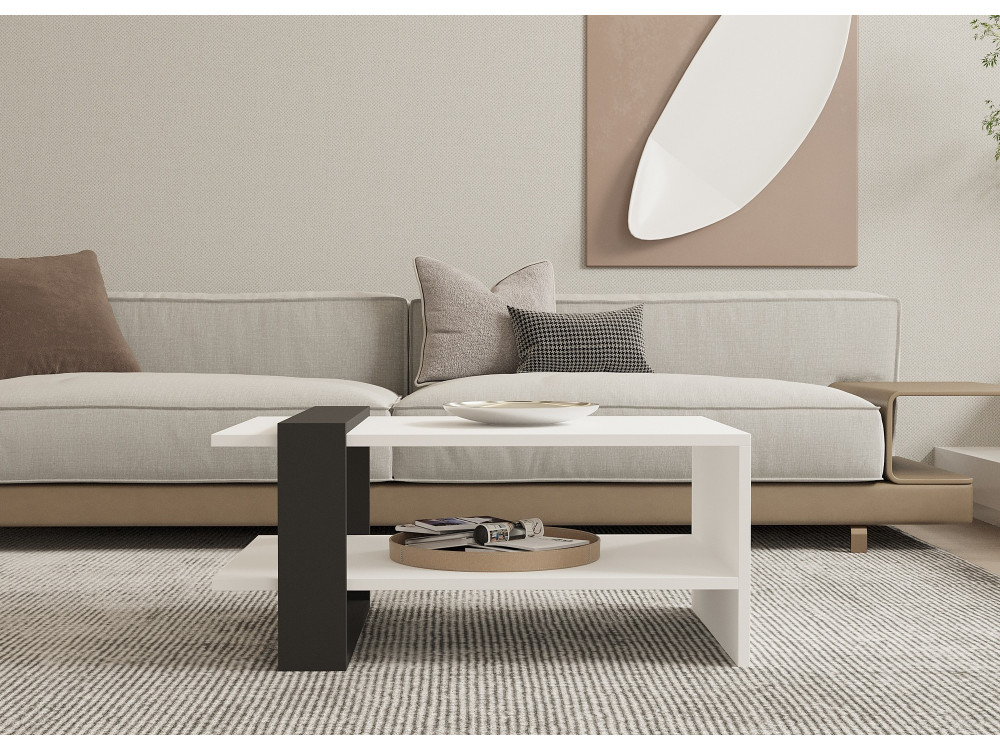 Funda" wooden coffee table - 80 x 55 x 35 cm - AnthraciteWhite
