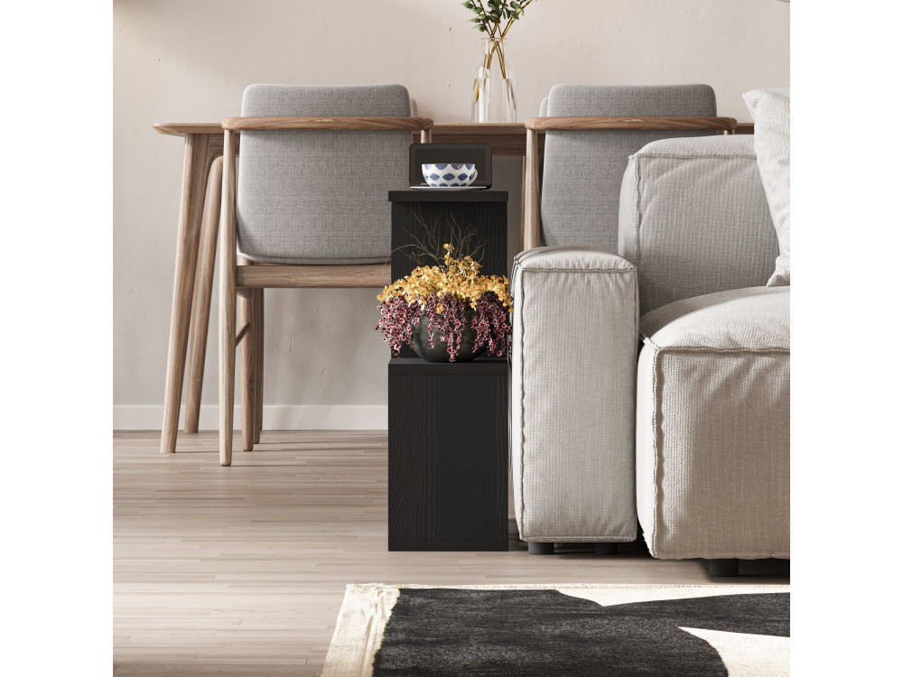 Homemania" wooden coffee table - 60 x 20 x 60 cm - Black wood