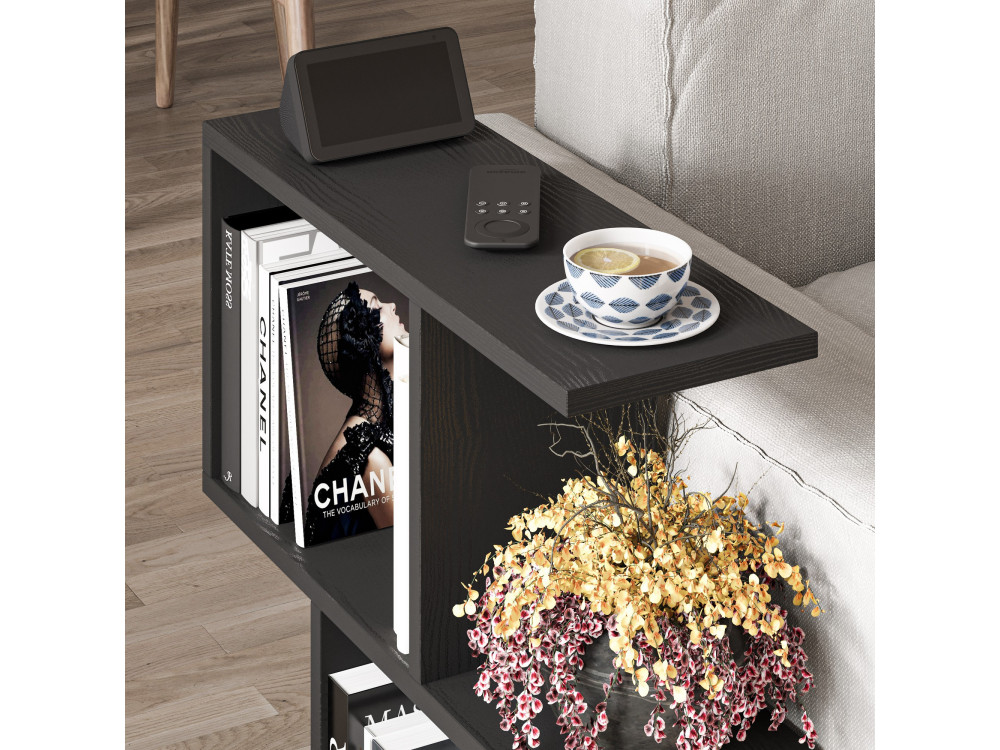 Homemania" wooden coffee table - 60 x 20 x 60 cm - Black wood