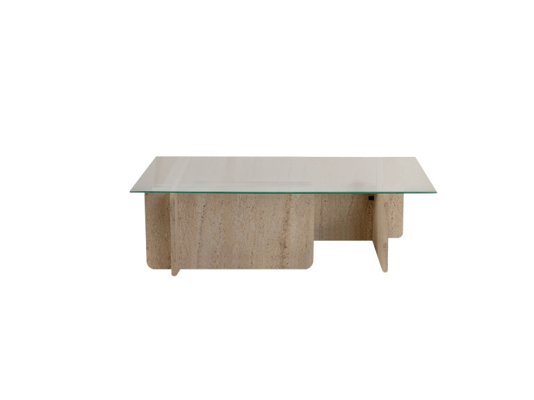 Flavio" wooden coffee table - 105 x 65 x 30 cm - Travertine