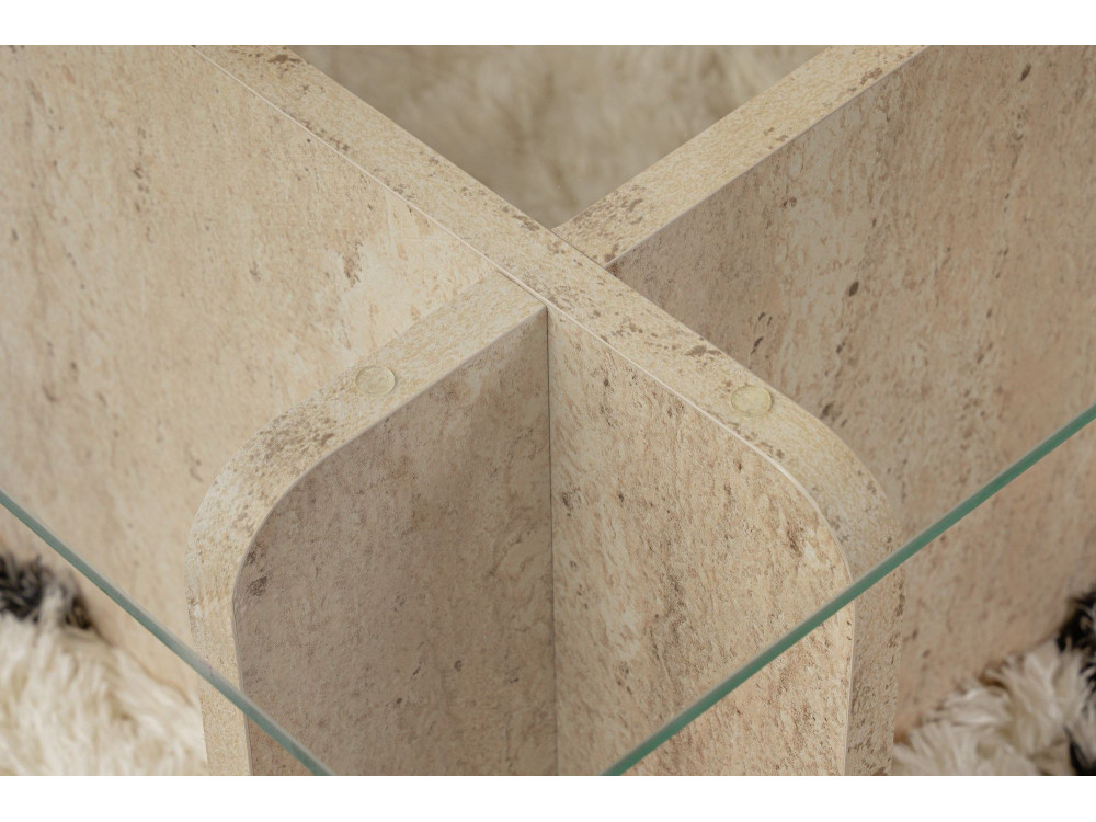 Flavio" wooden coffee table - 105 x 65 x 30 cm - Travertine