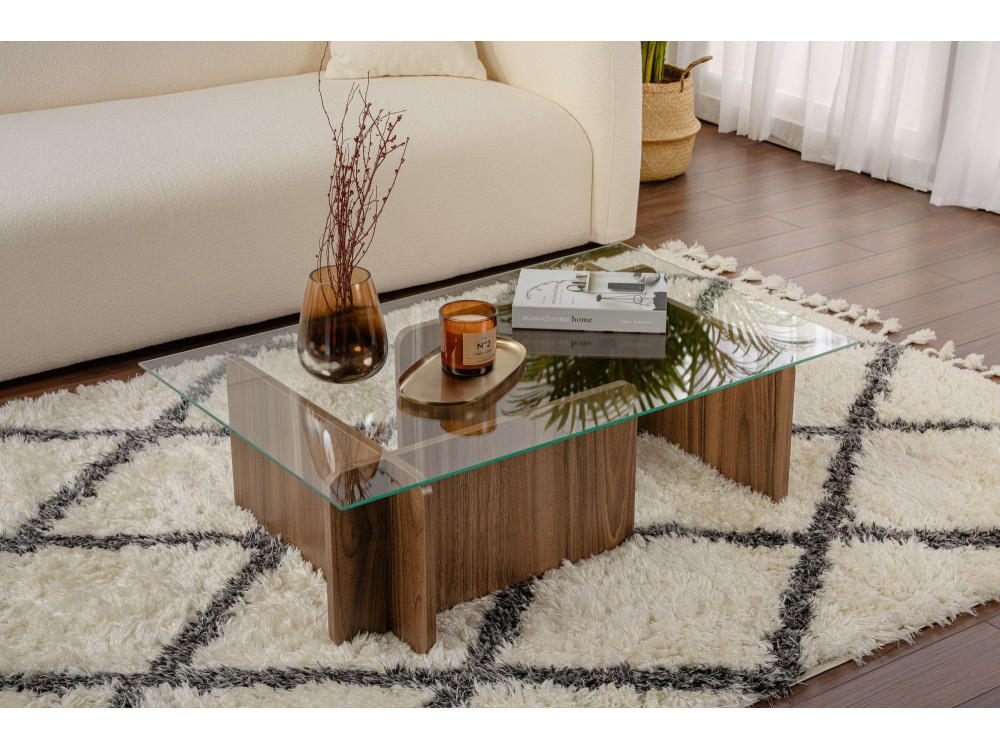 Flavio" wooden coffee table - 105 x 65 x 30 cm - Walnut