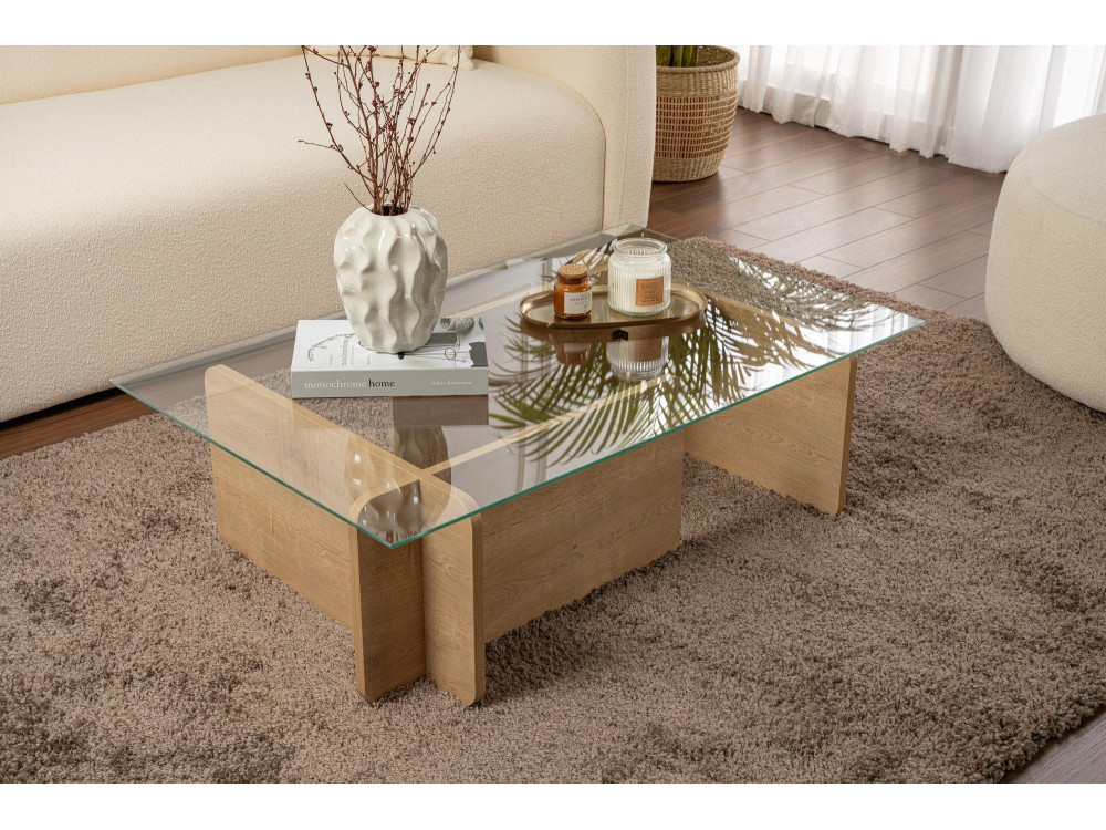 Flavio" wooden coffee table - 105 x 65 x 30 cm - Oak
