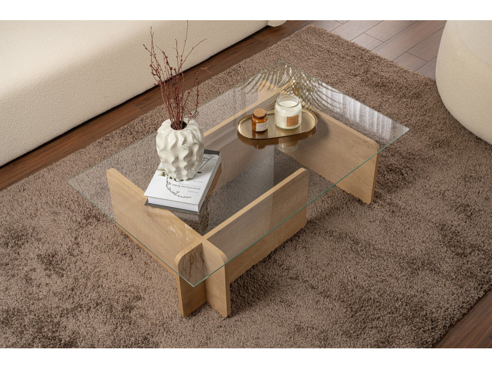 Flavio" wooden coffee table - 105 x 65 x 30 cm - Oak