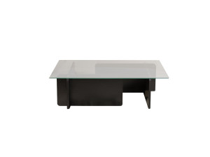 Flavio" glass coffee table 105 x 65 x 30 cm - Black wood