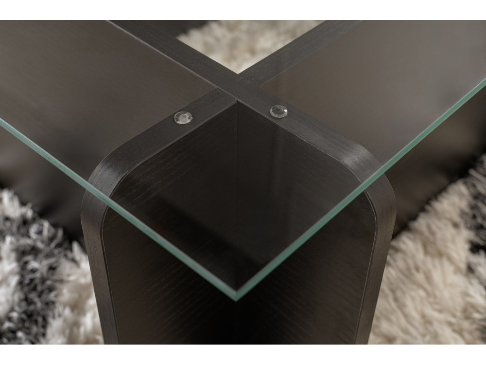 Flavio" glass coffee table 105 x 65 x 30 cm - Black wood