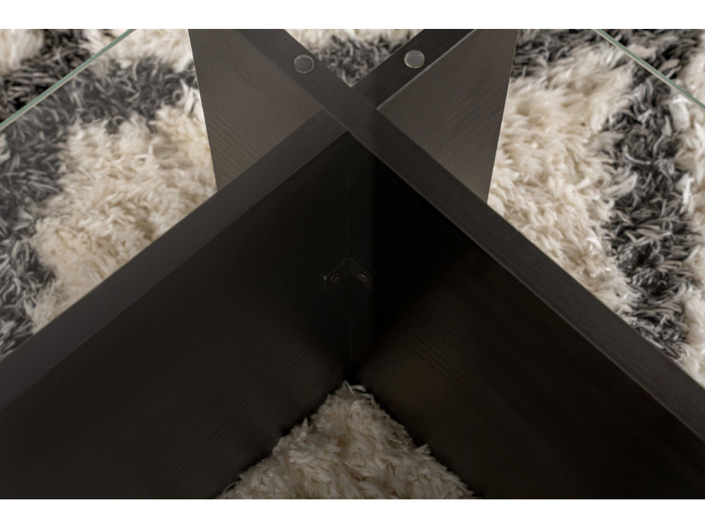 Flavio" glass coffee table 105 x 65 x 30 cm - Black wood