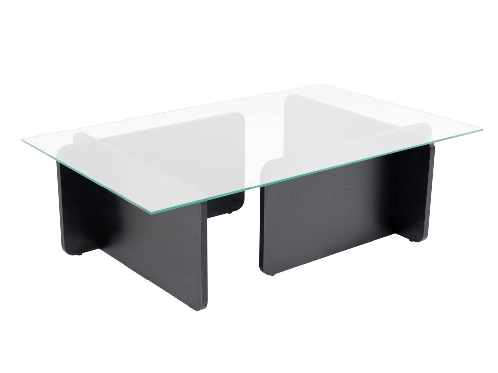 Flavio" glass coffee table 105 x 65 x 30 cm - Black wood